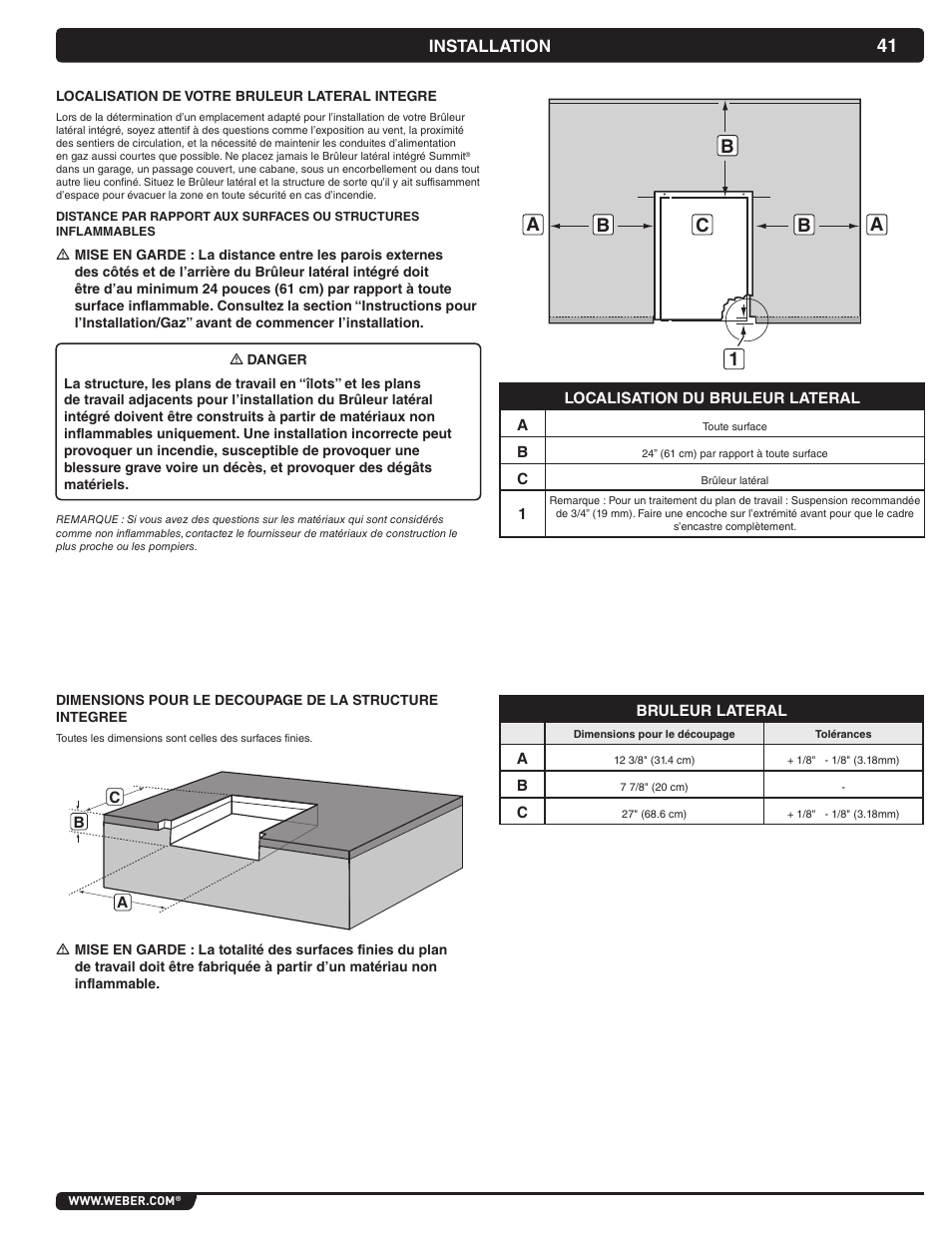 Installation | weber Summit 56069 User Manual | Page 41 / 56