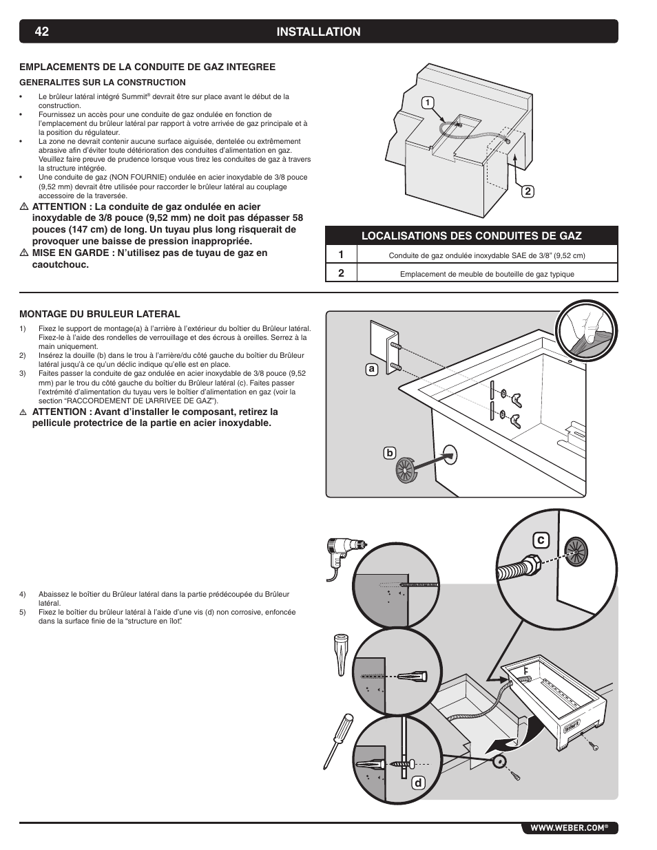 Installation | weber Summit 56069 User Manual | Page 42 / 56