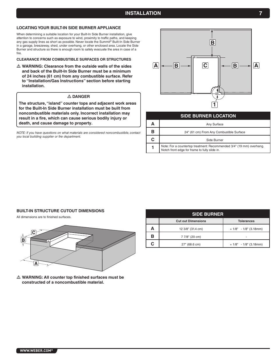 Installation | weber Summit 56069 User Manual | Page 7 / 56