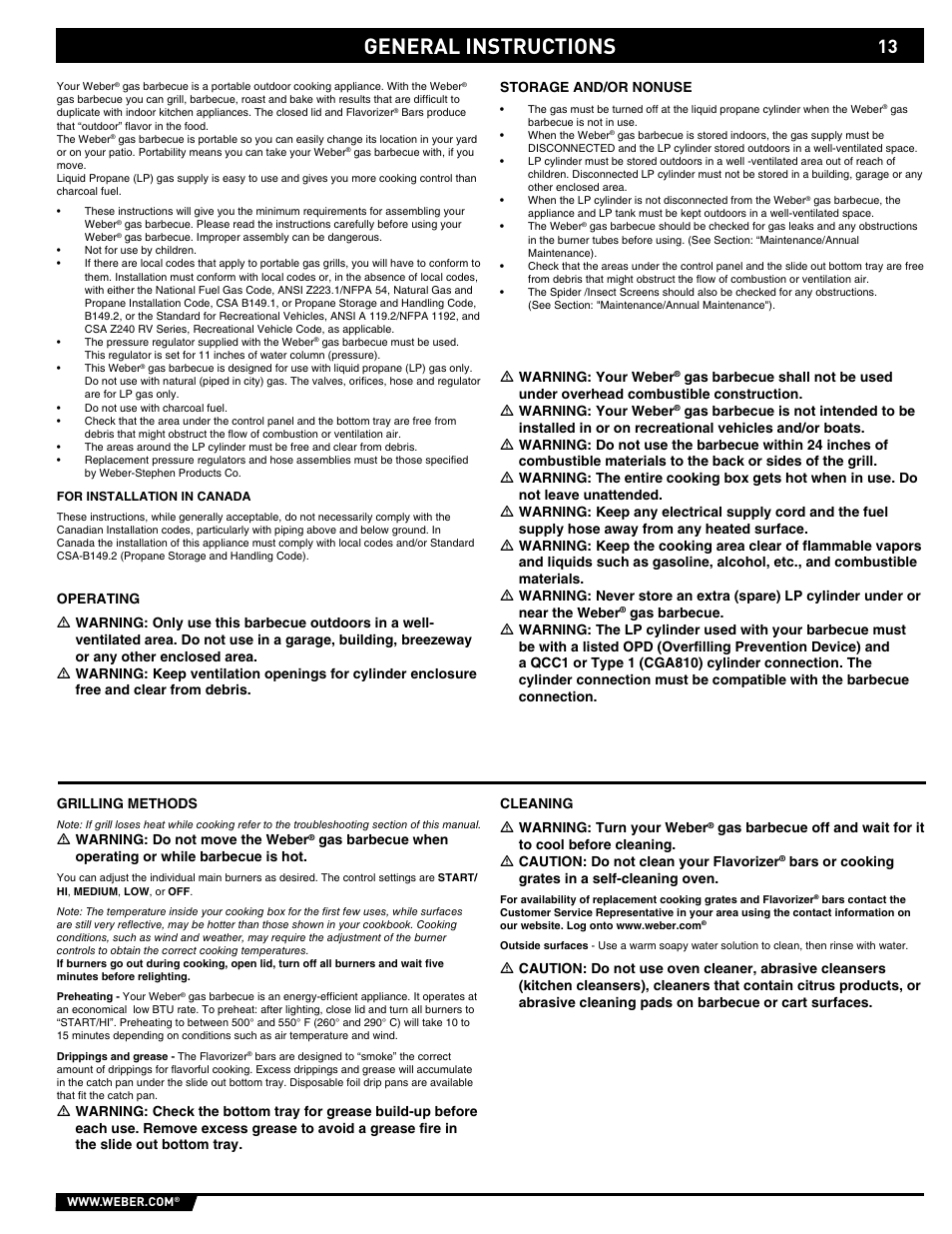 General instructions | weber Summit E/S-450 User Manual | Page 13 / 84