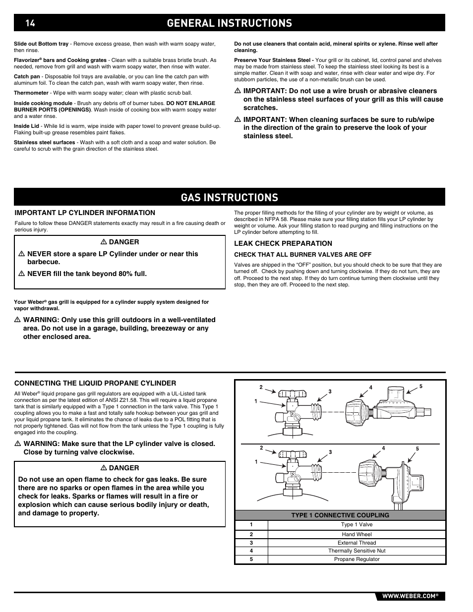 General instructions gas instructions | weber Summit E/S-450 User Manual | Page 14 / 84