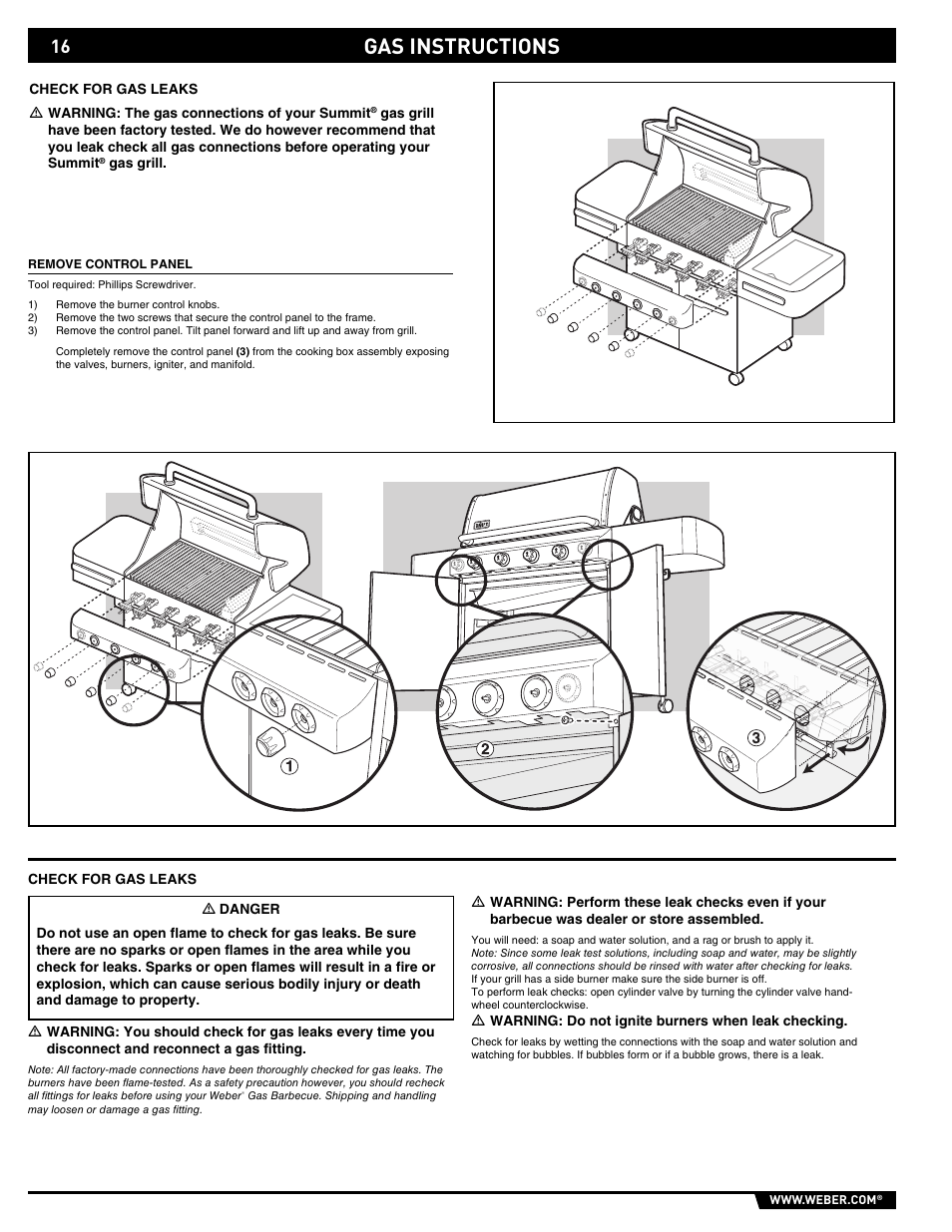 Gas instructions | weber Summit E/S-450 User Manual | Page 16 / 84