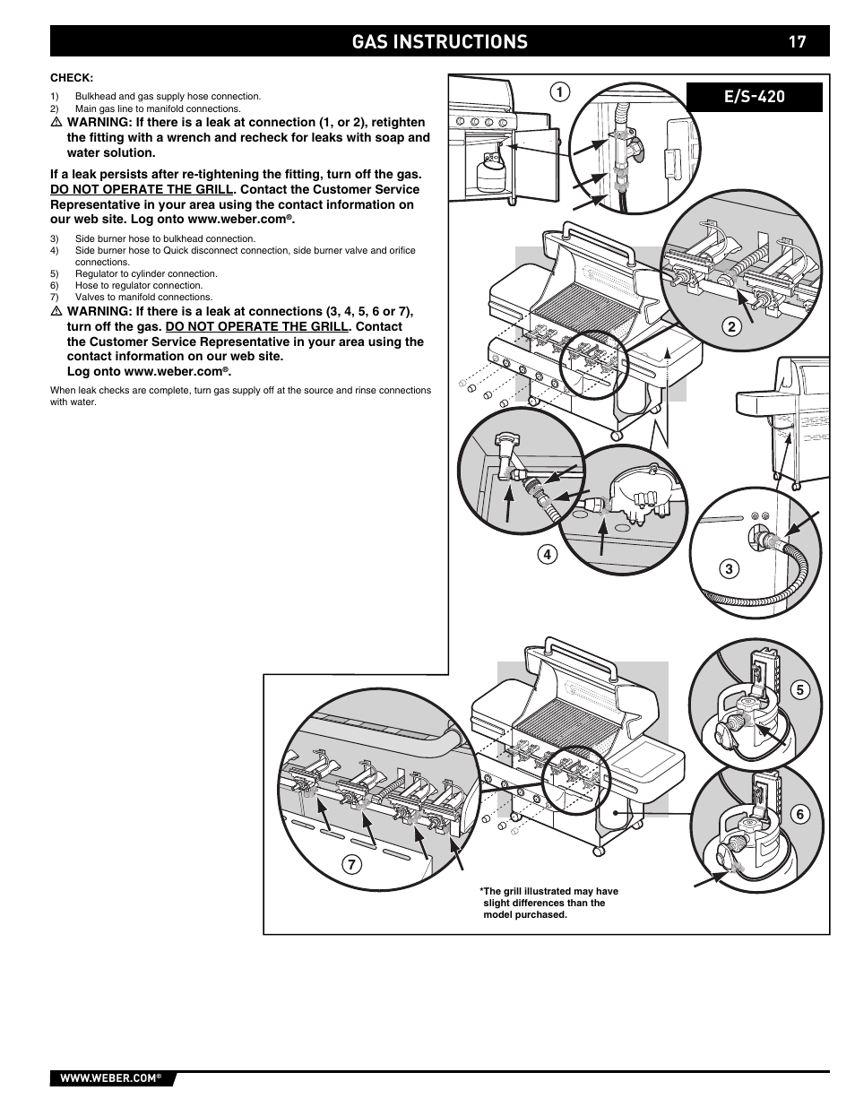 Gas instructions, E/s-420 | weber Summit E/S-450 User Manual | Page 17 / 84