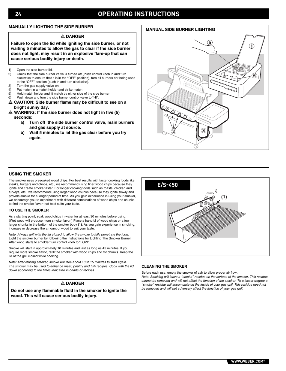 Operating instructions, E/s-450 | weber Summit E/S-450 User Manual | Page 24 / 84