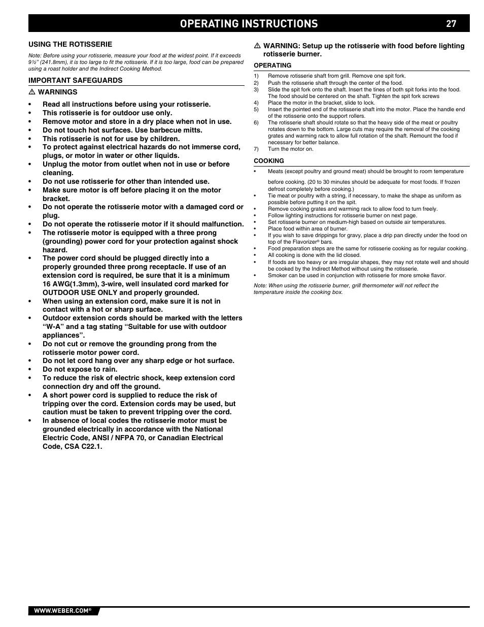 Operating instructions | weber Summit E/S-450 User Manual | Page 27 / 84