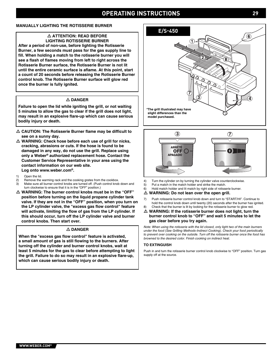 Operating instructions, E/s-450 | weber Summit E/S-450 User Manual | Page 29 / 84