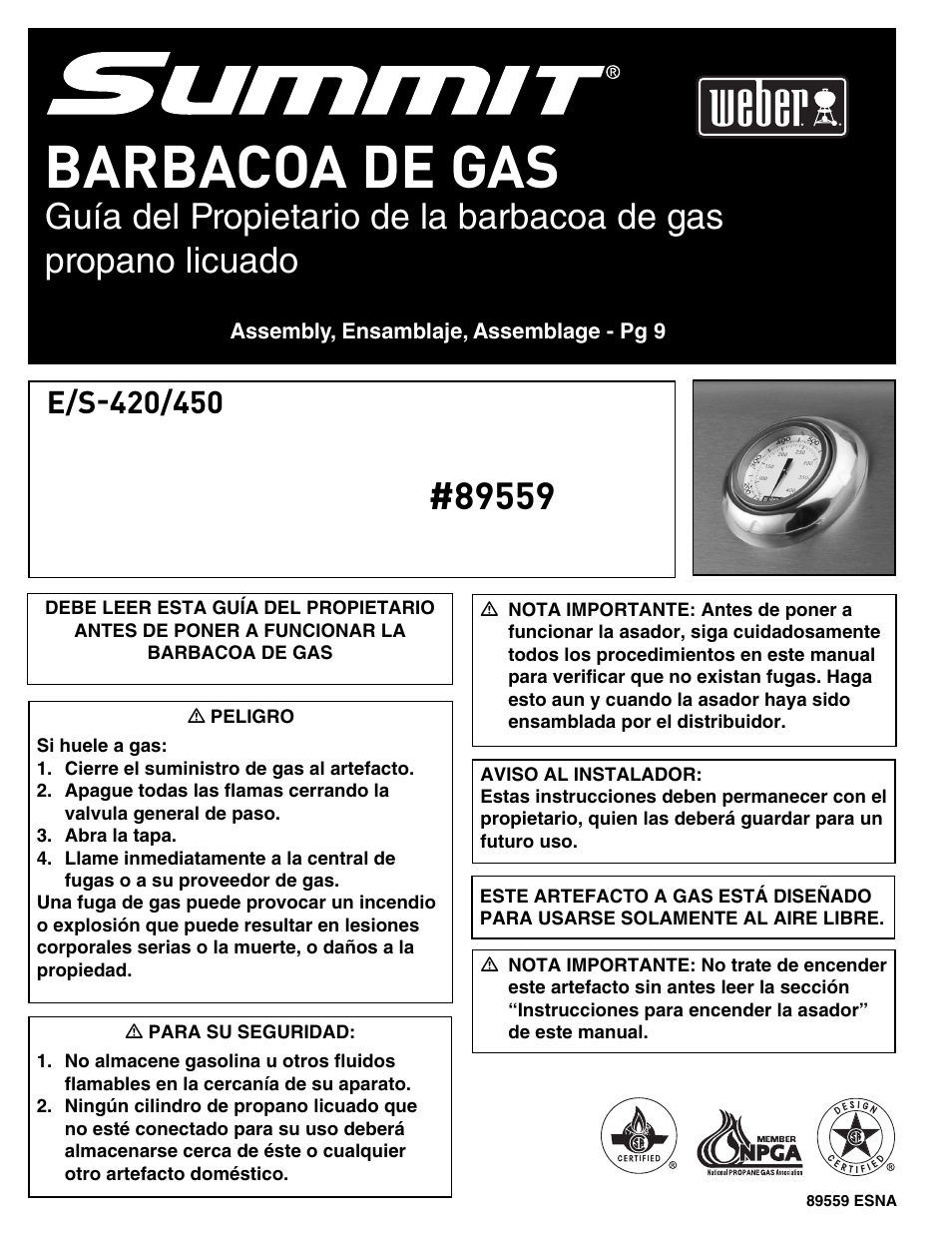 Barbacoa de gas | weber Summit E/S-450 User Manual | Page 34 / 84