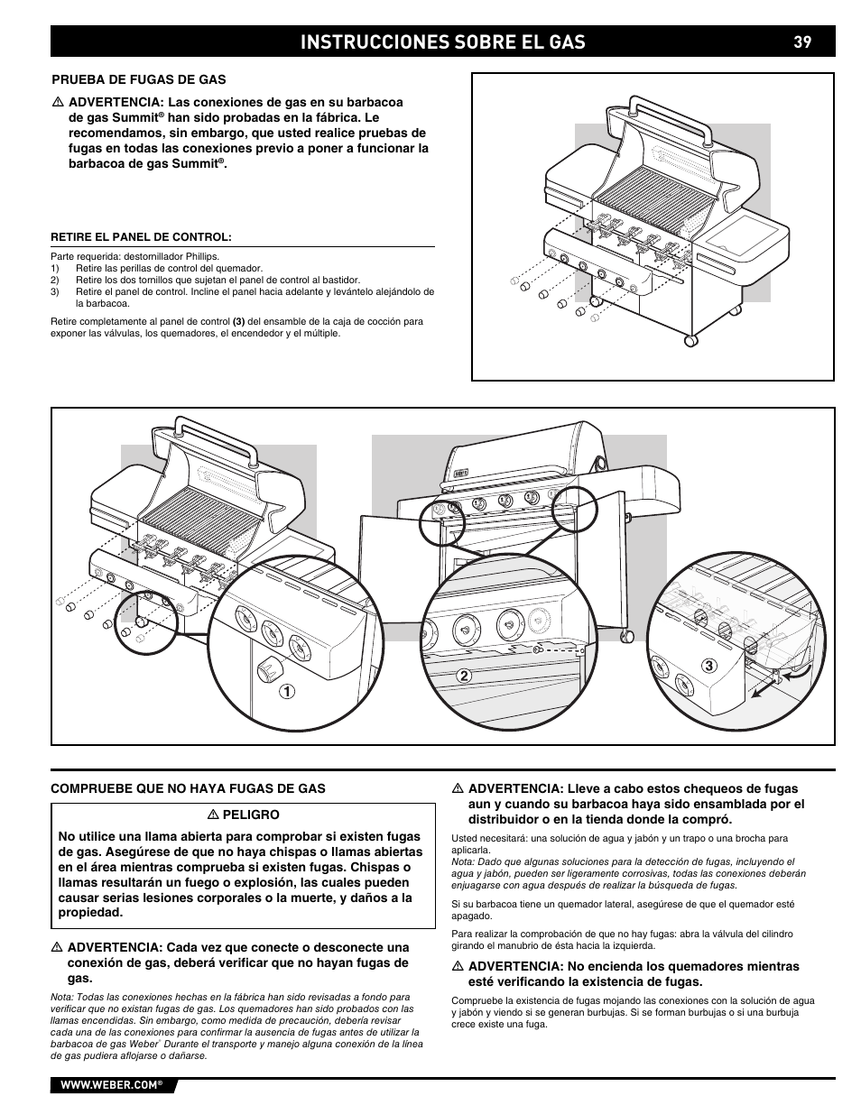 Instrucciones sobre el gas | weber Summit E/S-450 User Manual | Page 39 / 84