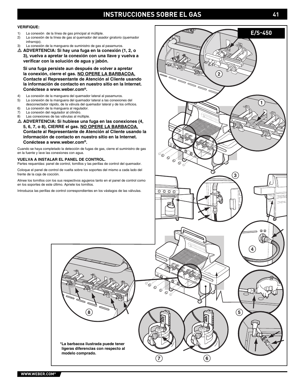 Instrucciones sobre el gas, E/s-450 | weber Summit E/S-450 User Manual | Page 41 / 84