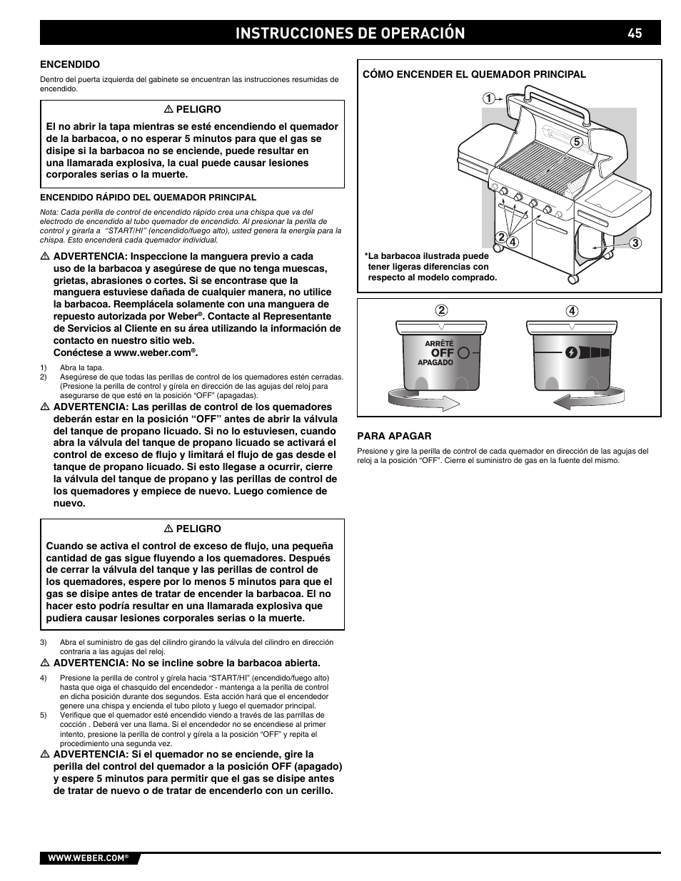 Instrucciones de operación | weber Summit E/S-450 User Manual | Page 45 / 84