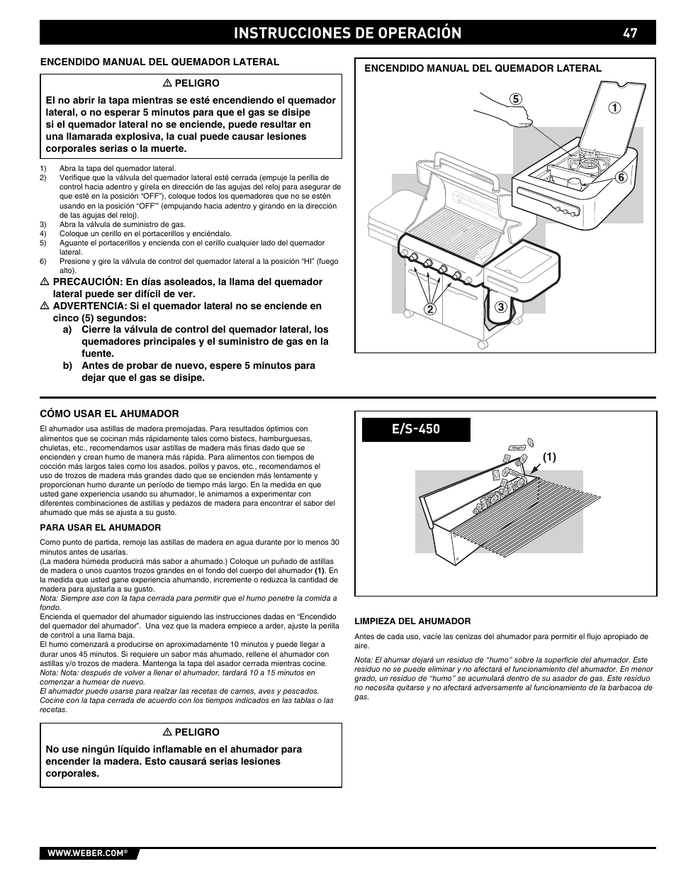 Instrucciones de operación, E/s-450 | weber Summit E/S-450 User Manual | Page 47 / 84