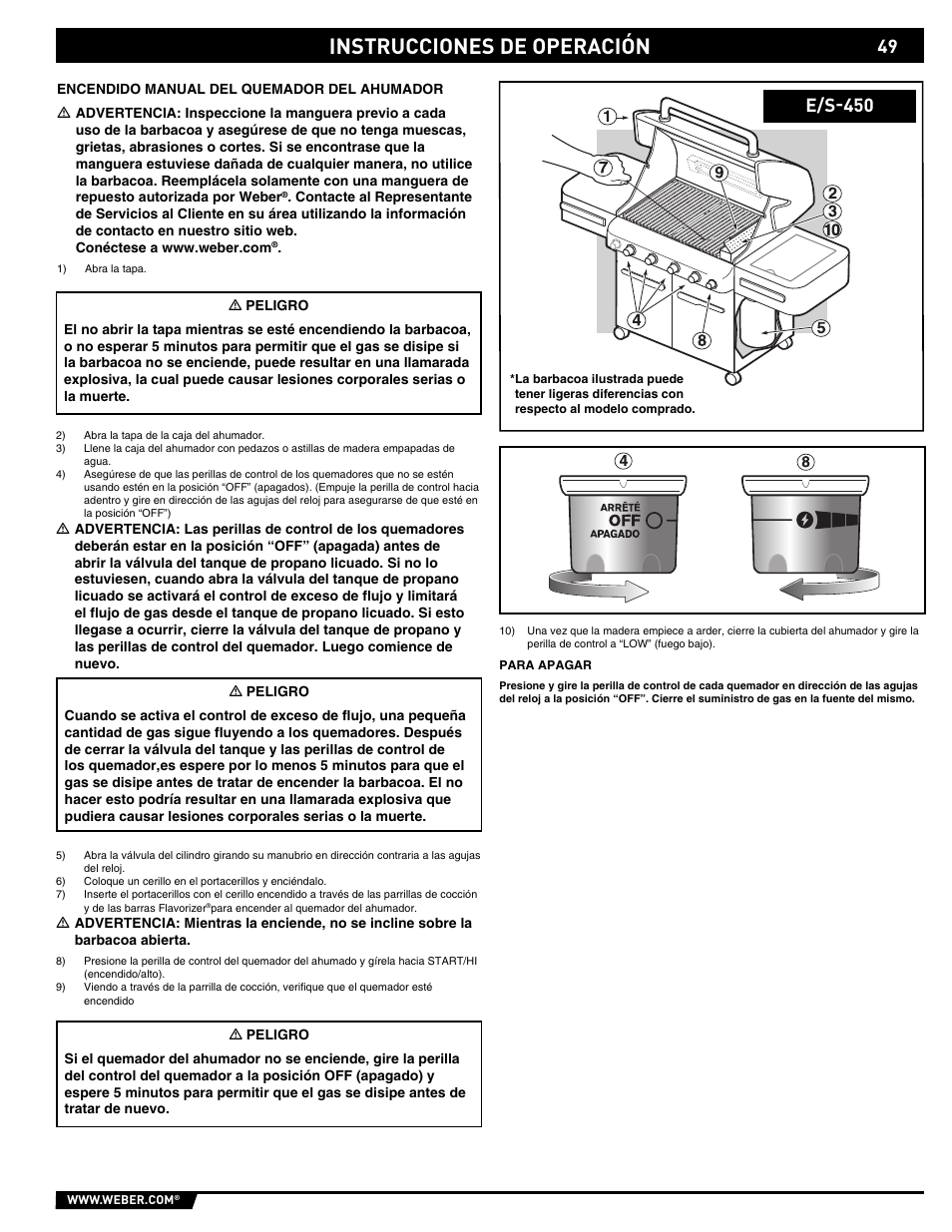 Instrucciones de operación | weber Summit E/S-450 User Manual | Page 49 / 84