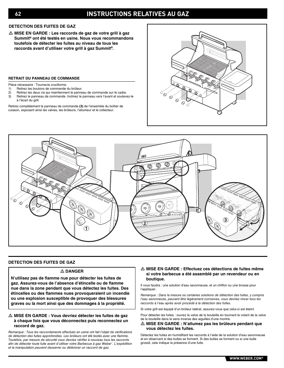 Instructions relatives au gaz | weber Summit E/S-450 User Manual | Page 62 / 84