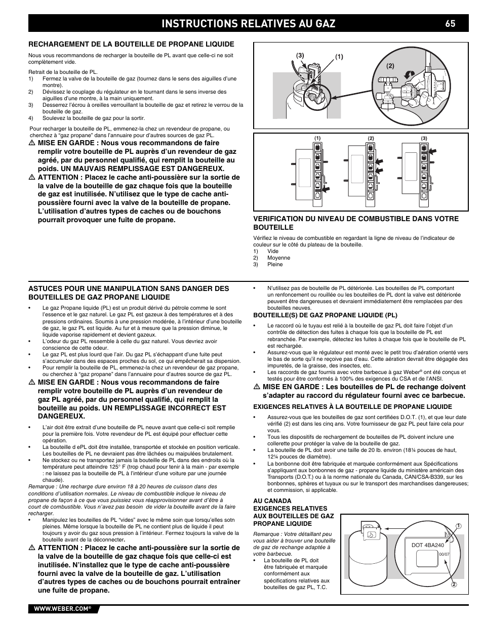 Instructions relatives au gaz | weber Summit E/S-450 User Manual | Page 65 / 84