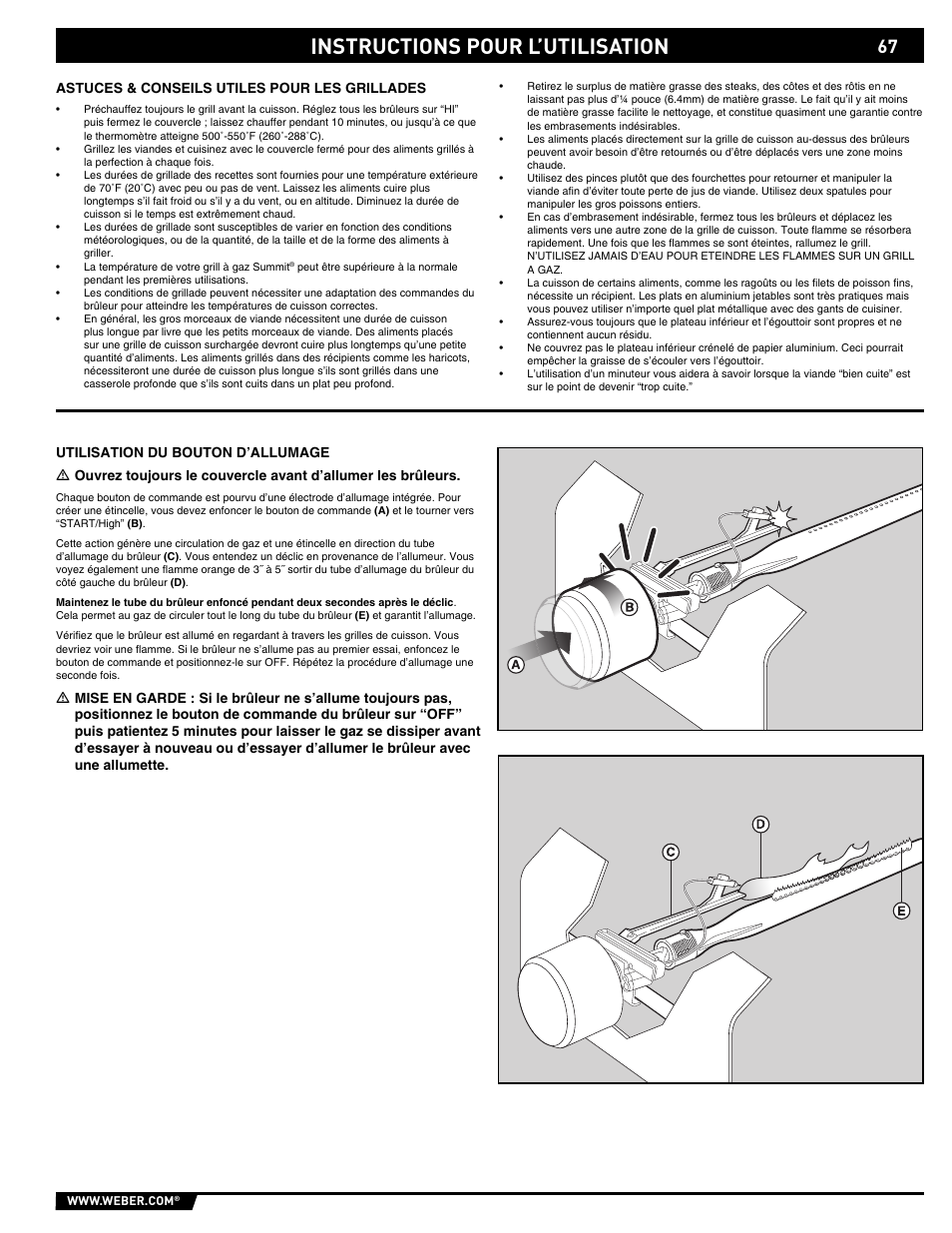Instructions pour l’utilisation | weber Summit E/S-450 User Manual | Page 67 / 84