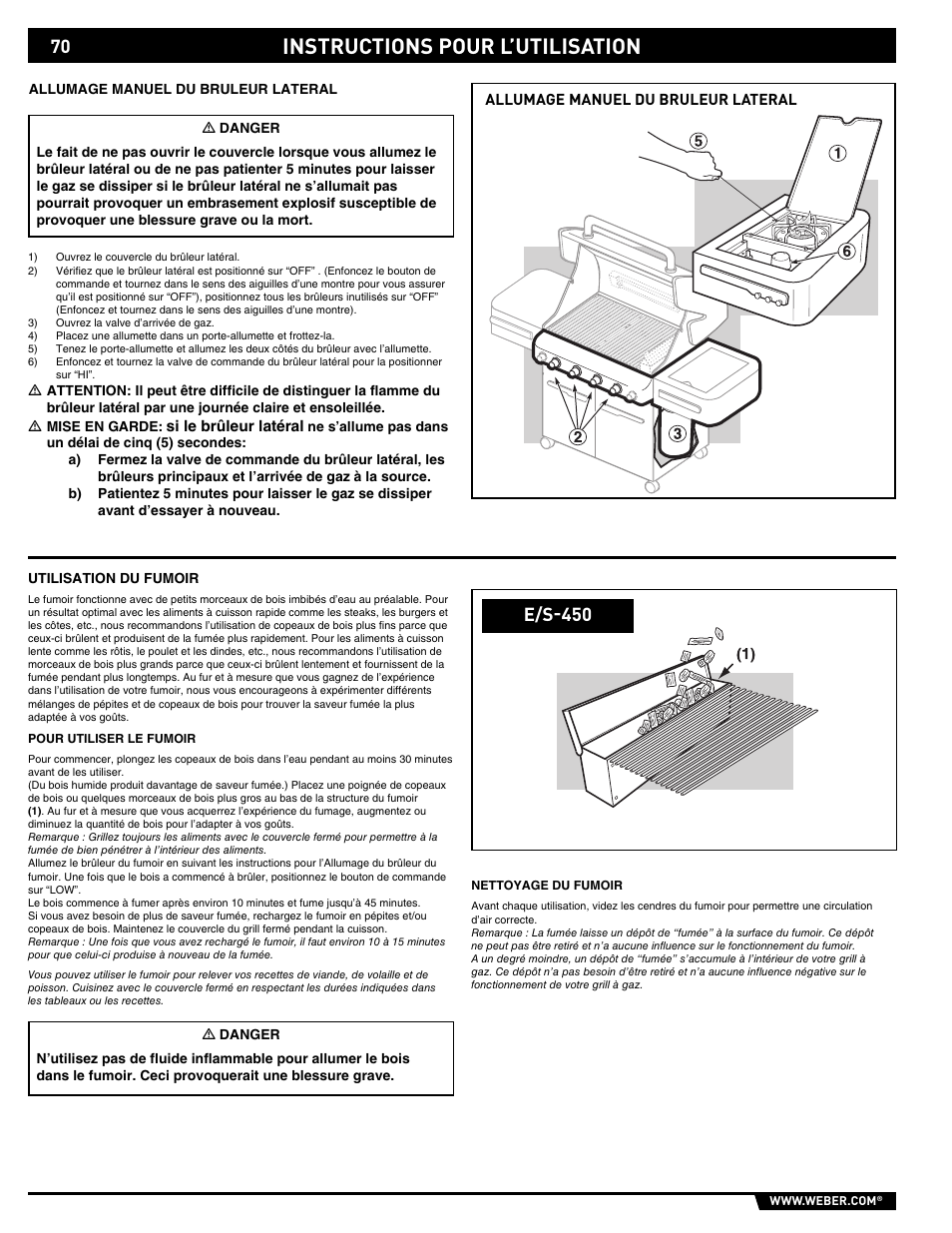 Instructions pour l’utilisation, E/s-450 | weber Summit E/S-450 User Manual | Page 70 / 84
