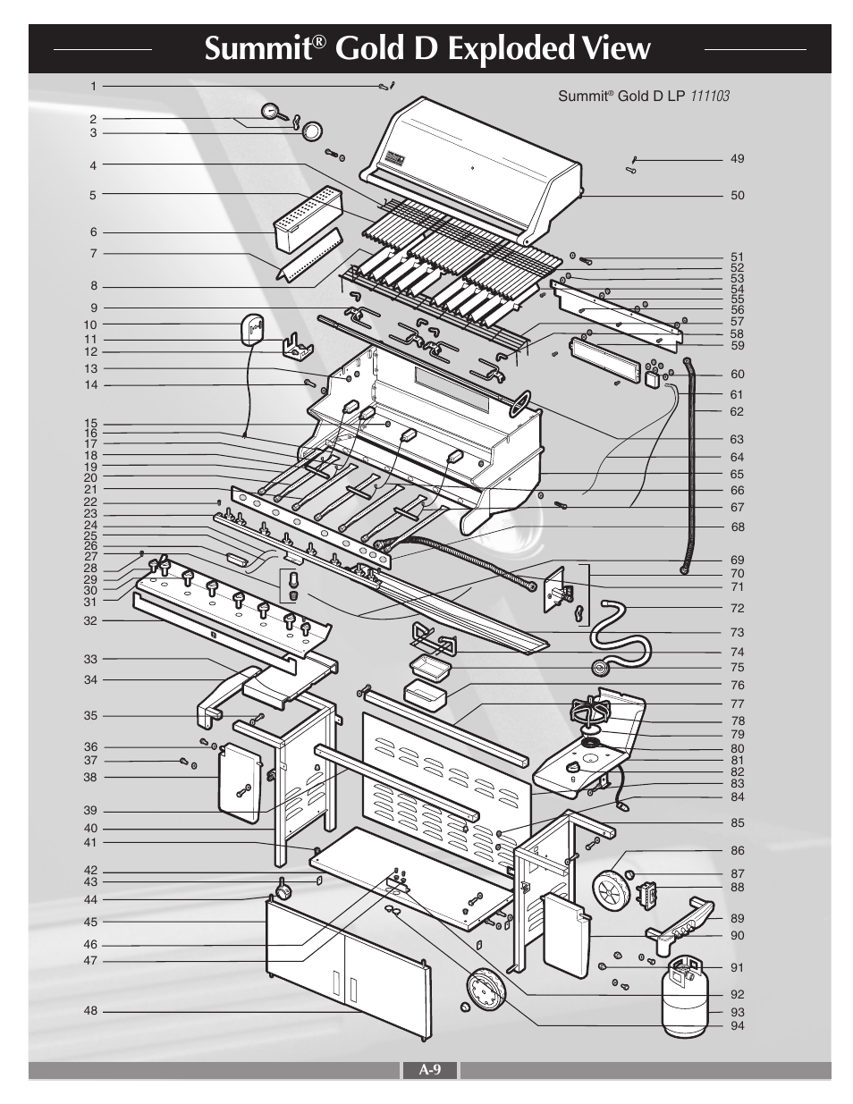 Summit, Gold d exploded view | weber 41995 User Manual | Page 9 / 60