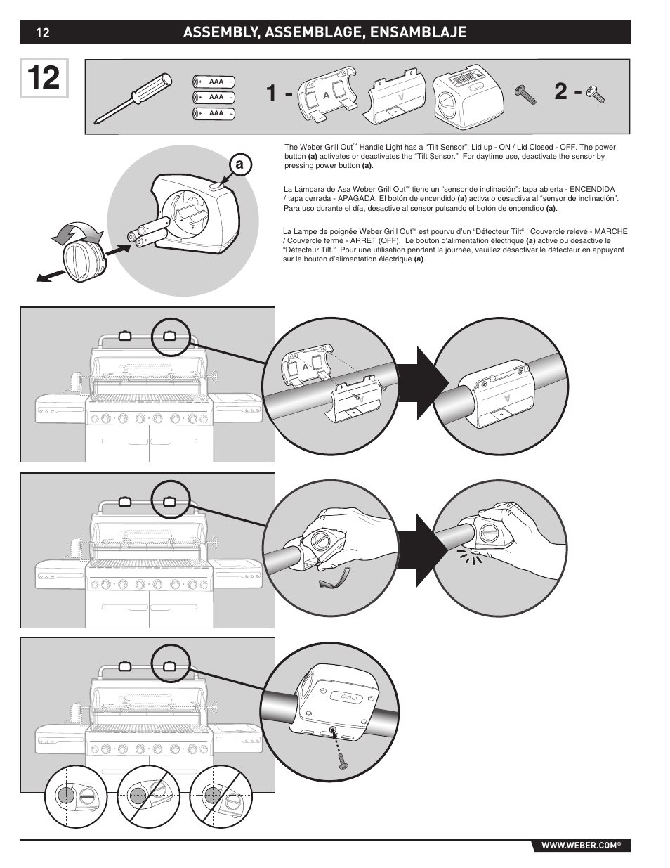 Assembly, assemblage, ensamblaje | weber 89565 User Manual | Page 12 / 76