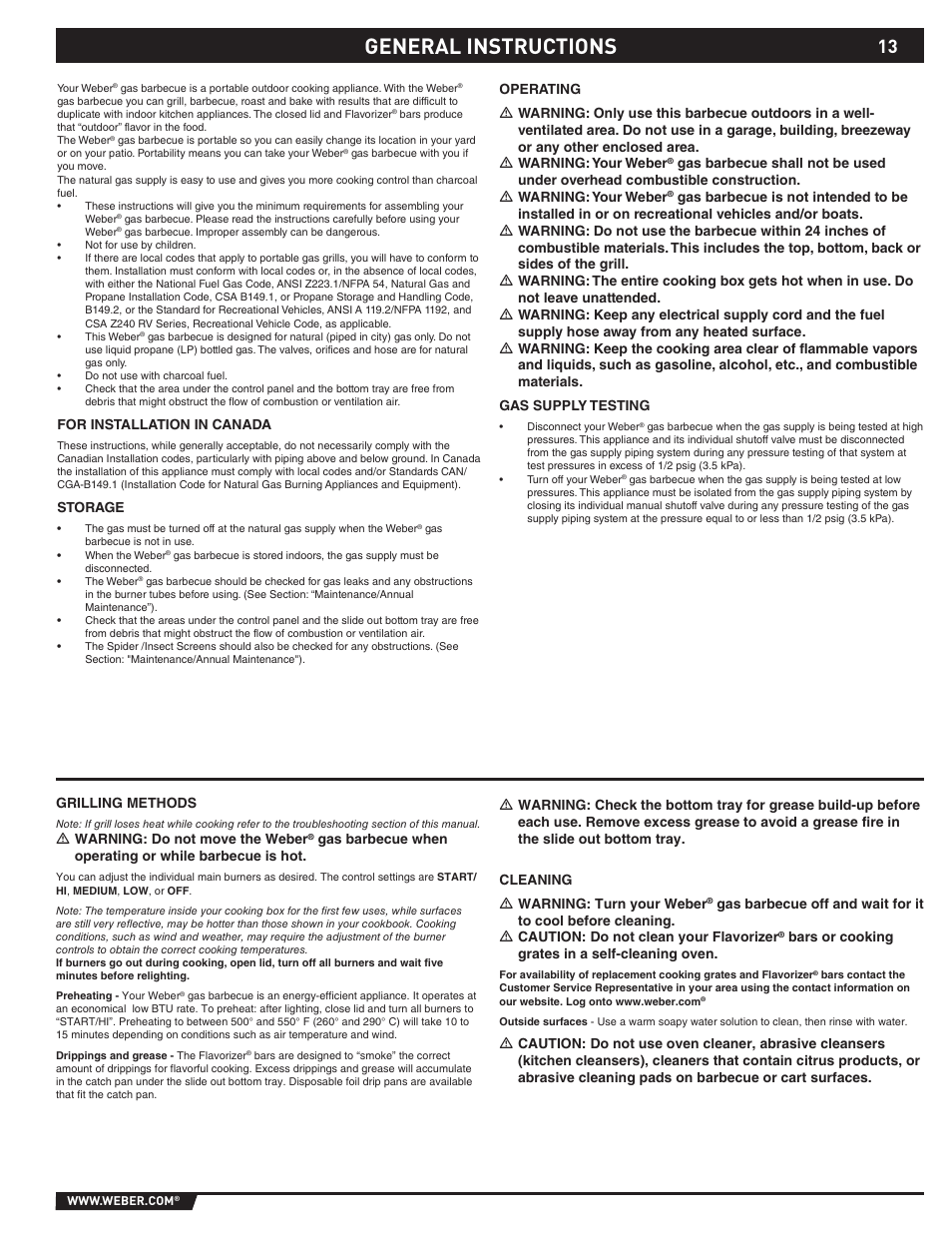 General instructions | weber 89565 User Manual | Page 13 / 76