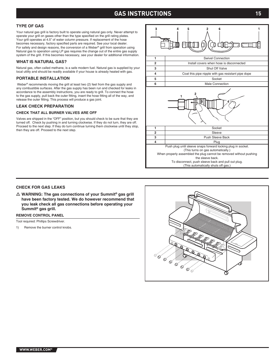Gas instructions | weber 89565 User Manual | Page 15 / 76
