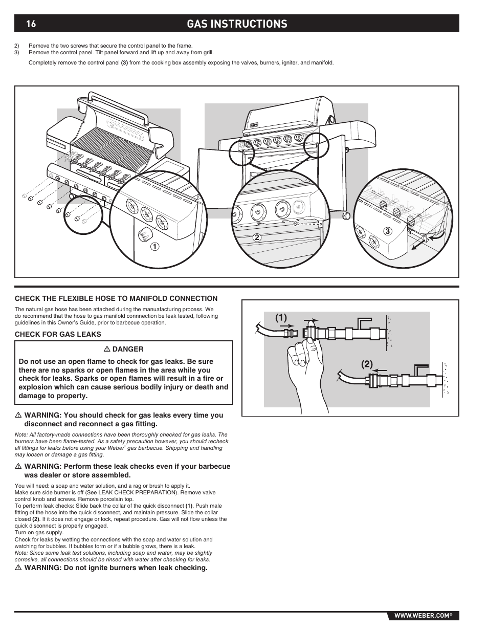 Gas instructions | weber 89565 User Manual | Page 16 / 76