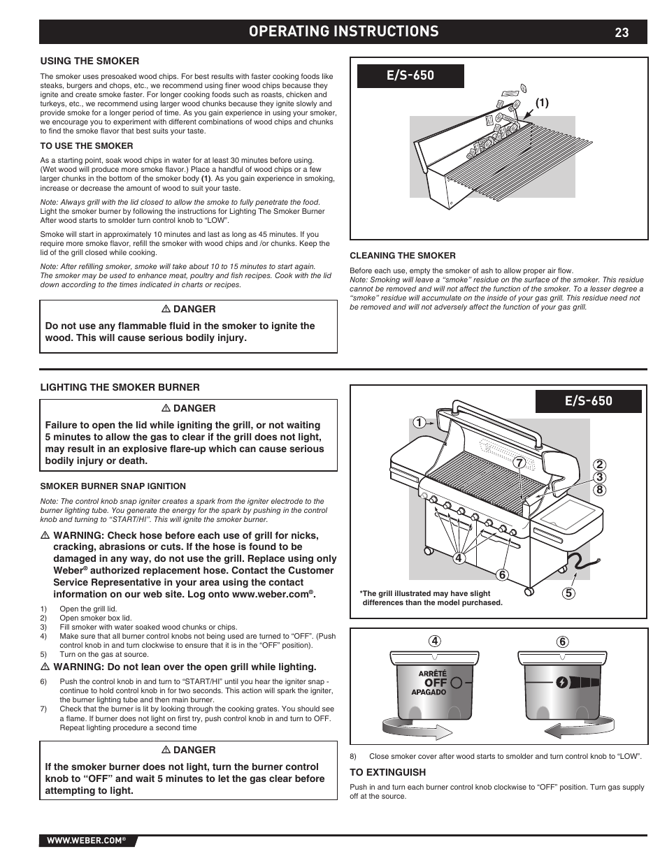 Operating instructions, E/s-650 | weber 89565 User Manual | Page 23 / 76