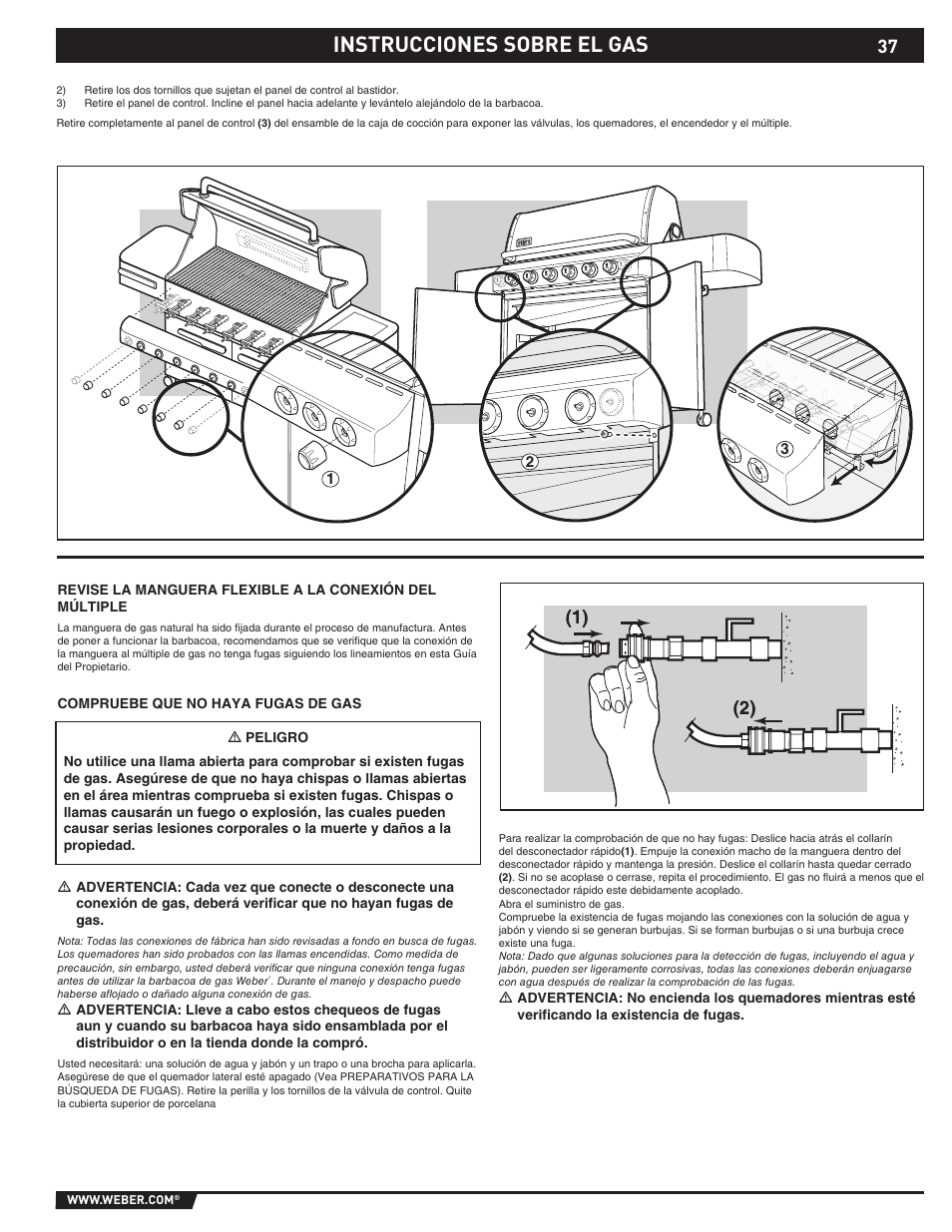 Instrucciones sobre el gas | weber 89565 User Manual | Page 37 / 76
