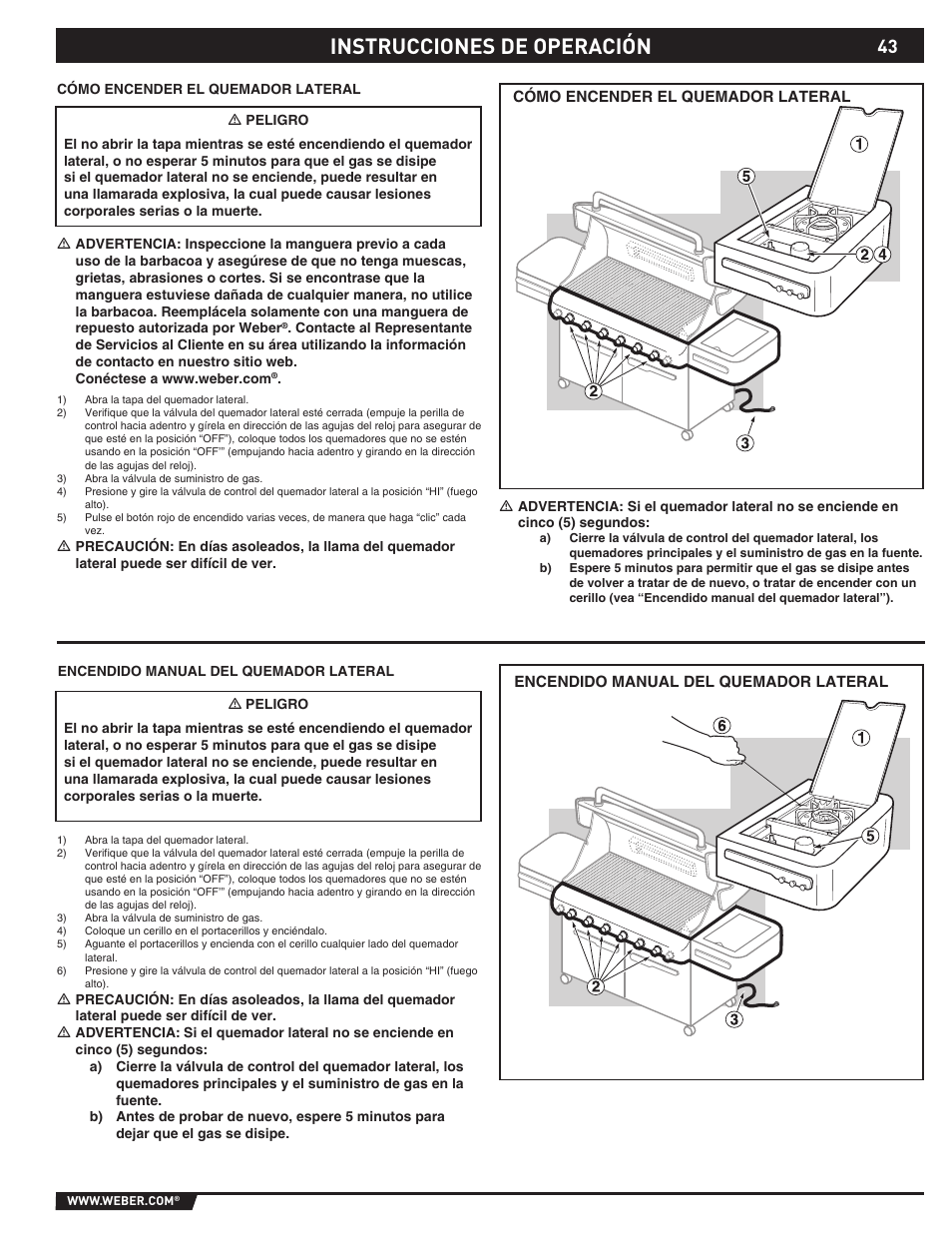 Instrucciones de operación | weber 89565 User Manual | Page 43 / 76