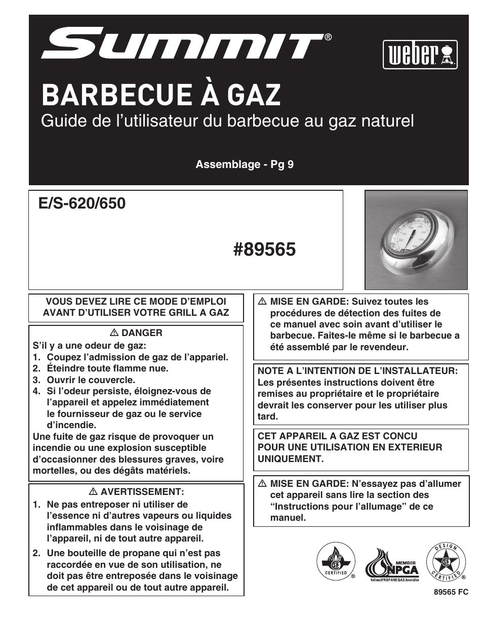 Barbecue à gaz, Guide de l’utilisateur du barbecue au gaz naturel | weber 89565 User Manual | Page 53 / 76