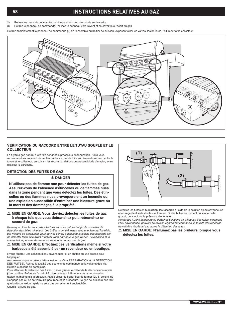 Instructions relatives au gaz | weber 89565 User Manual | Page 58 / 76