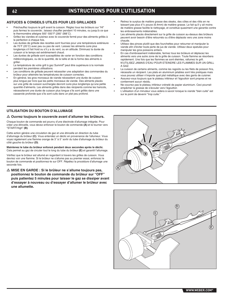 Instructions pour l’utilisation | weber 89565 User Manual | Page 62 / 76