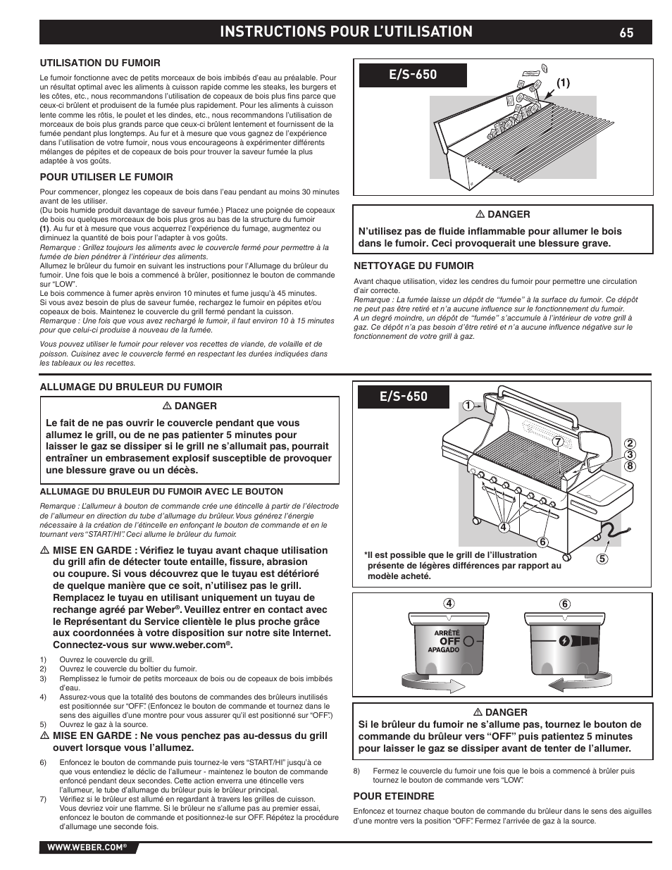 Instructions pour l’utilisation, E/s-650 | weber 89565 User Manual | Page 65 / 76