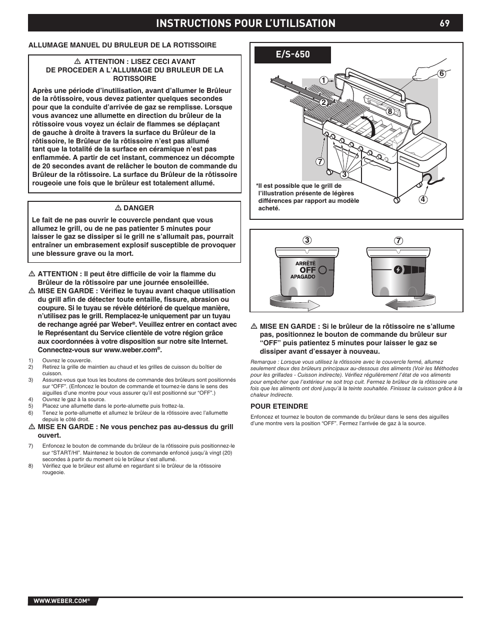 Instructions pour l’utilisation, E/s-650 | weber 89565 User Manual | Page 69 / 76