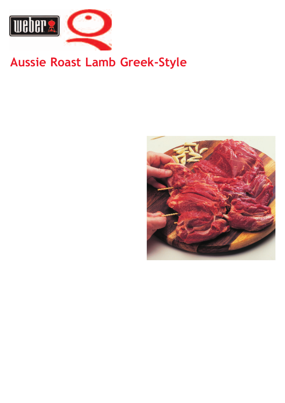 Aussie roast lamb greek-style | weber Big Family QTM User Manual | Page 25 / 32