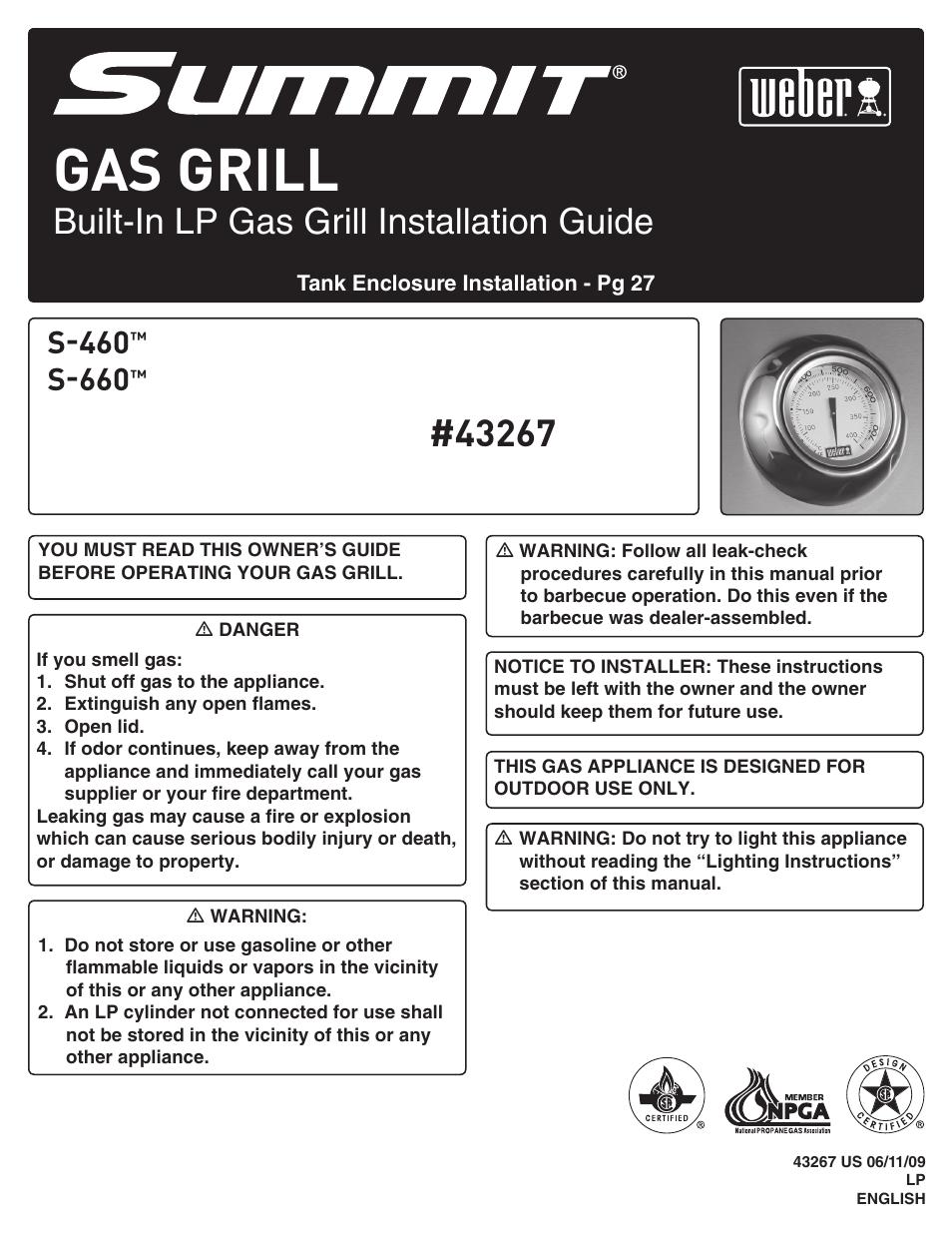 weber Summit Gas Grill S-460 User Manual | 32 pages