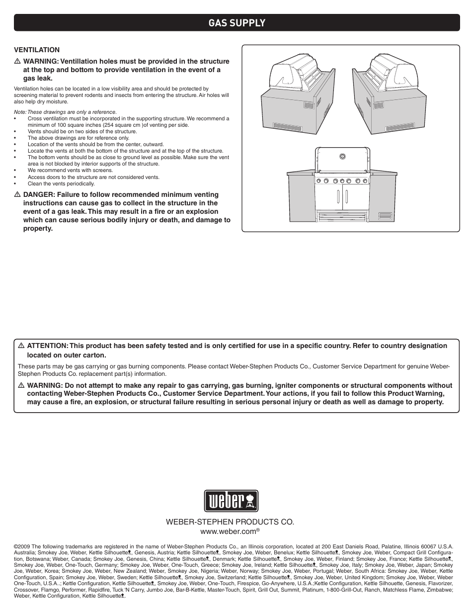 Gas supply | weber Summit Gas Grill S-460 User Manual | Page 32 / 32