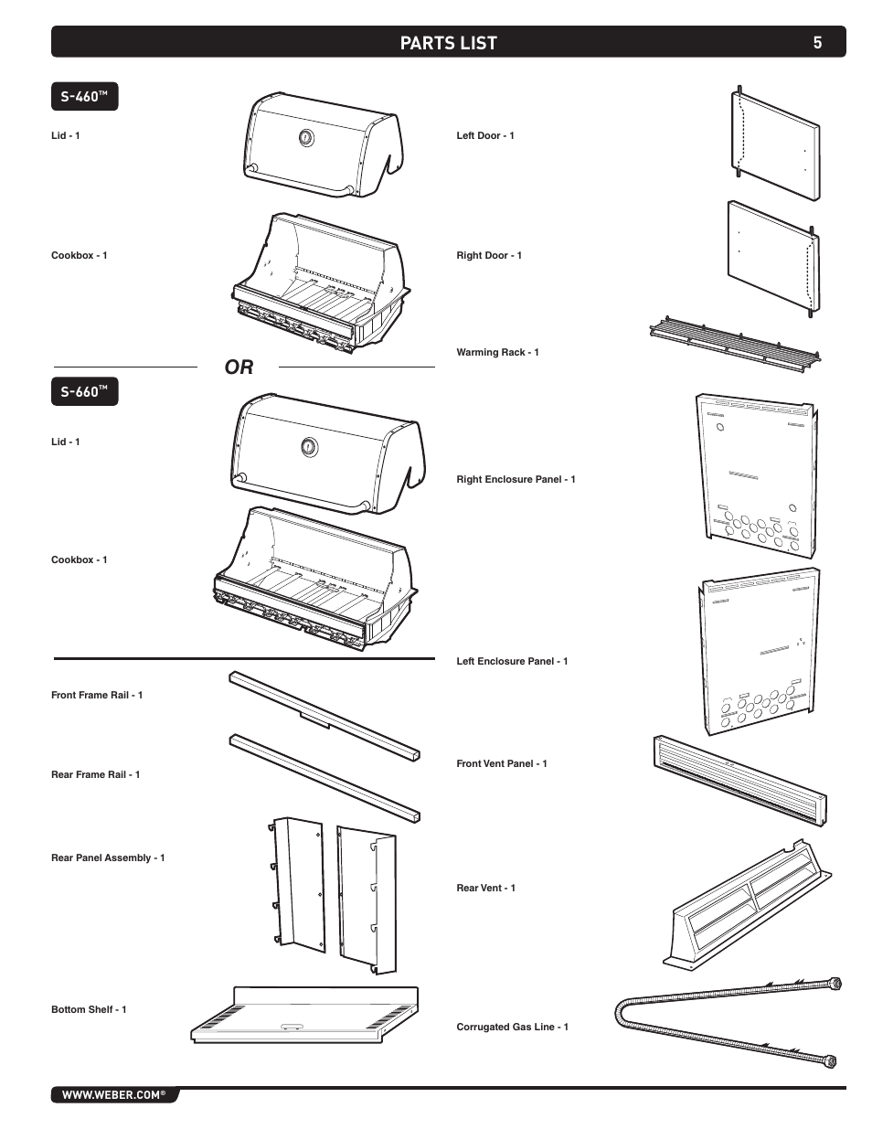 Parts list | weber Summit Gas Grill S-460 User Manual | Page 5 / 32