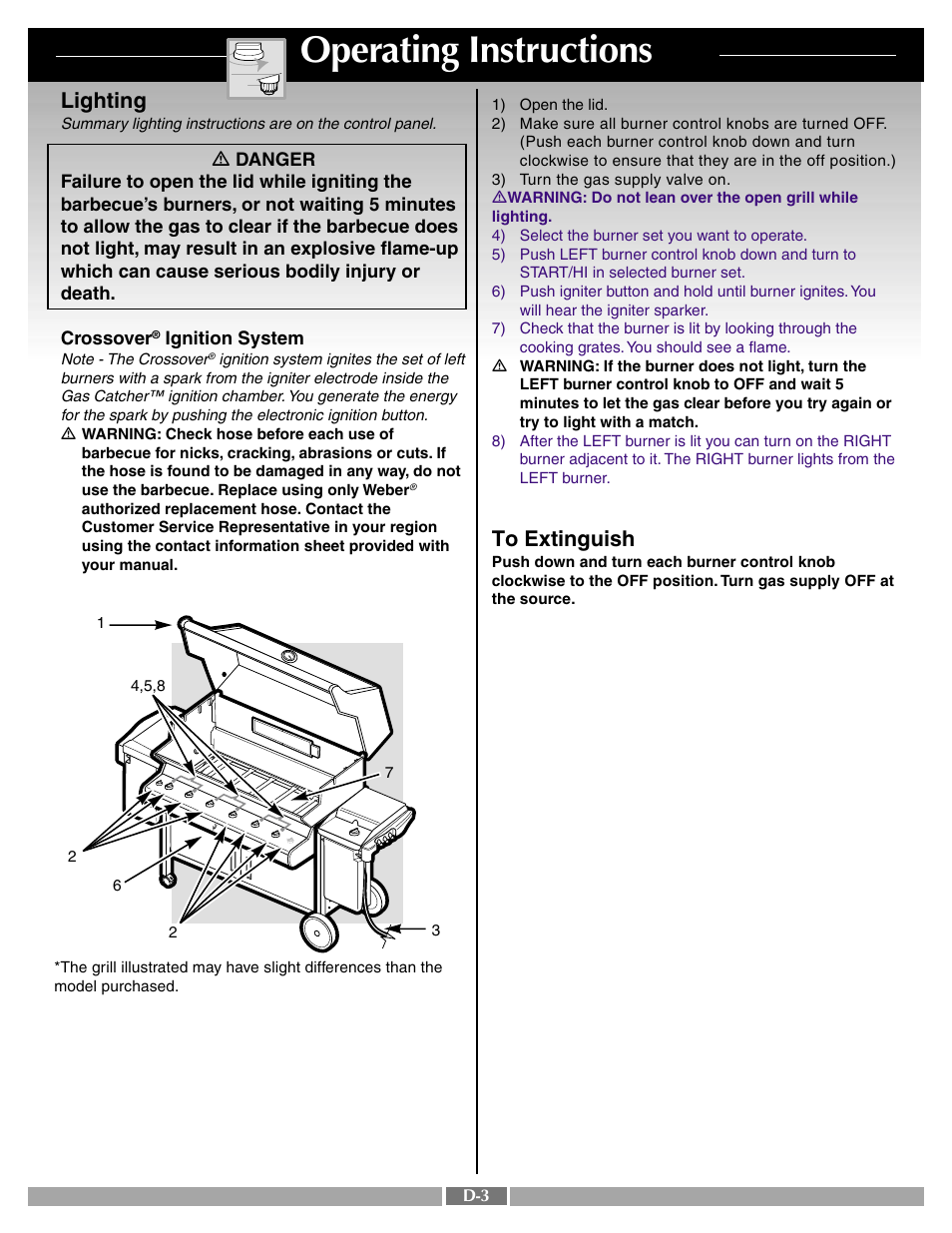Operating instructions, Lighting | weber SUMMIT 41996 User Manual | Page 34 / 50