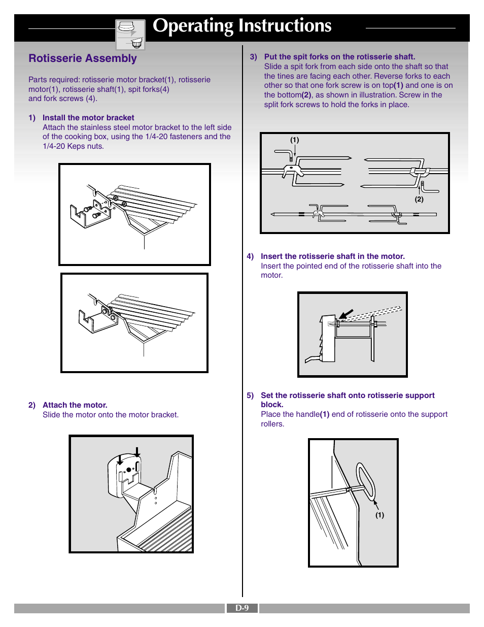 Operating instructions, Rotisserie assembly | weber SUMMIT 41996 User Manual | Page 40 / 50
