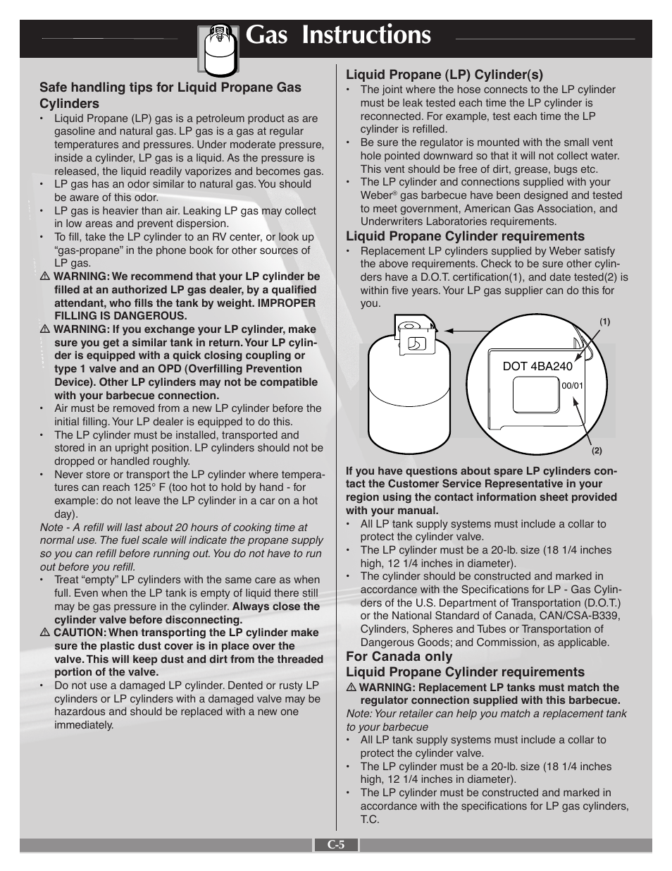 Gas instructions | weber LP Gas Grill User Manual | Page 22 / 27