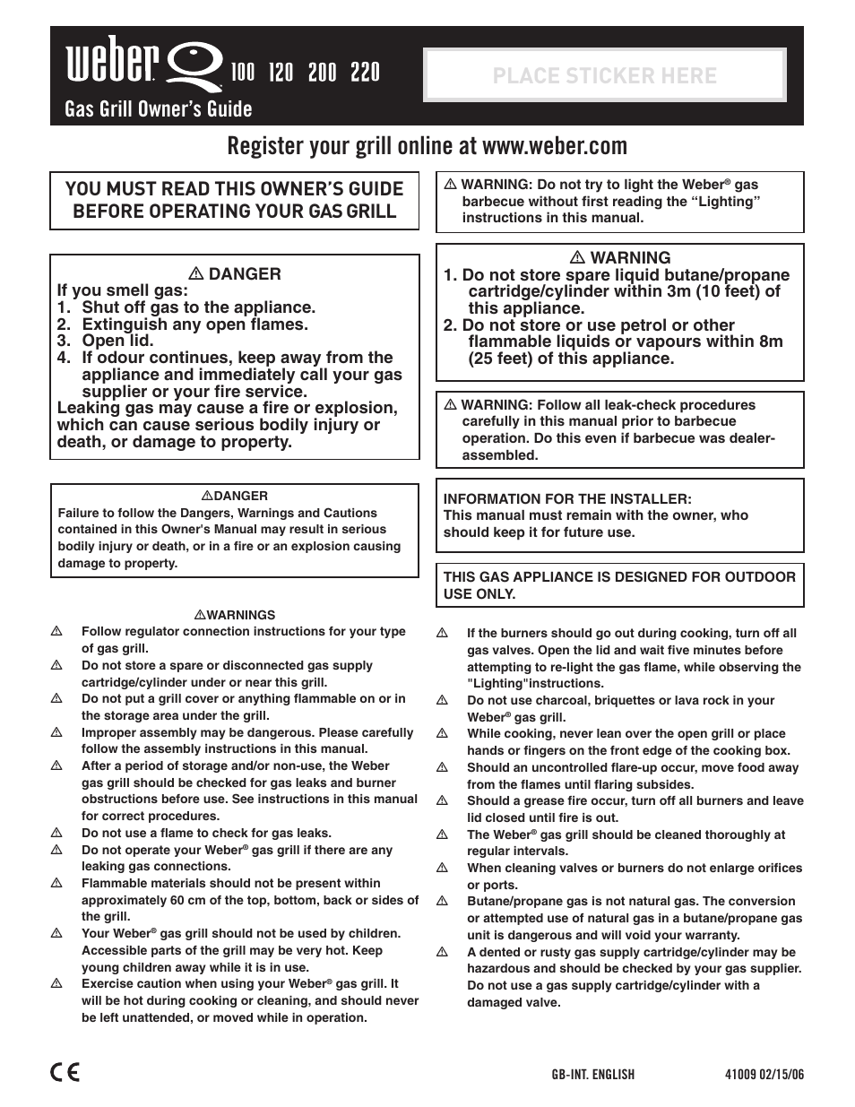 weber 100 User Manual | 12 pages