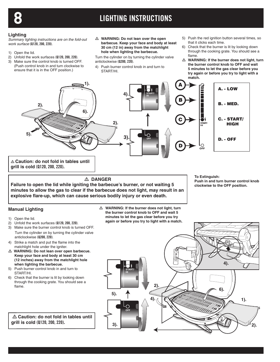 Lighting instructions | weber 100 User Manual | Page 8 / 12