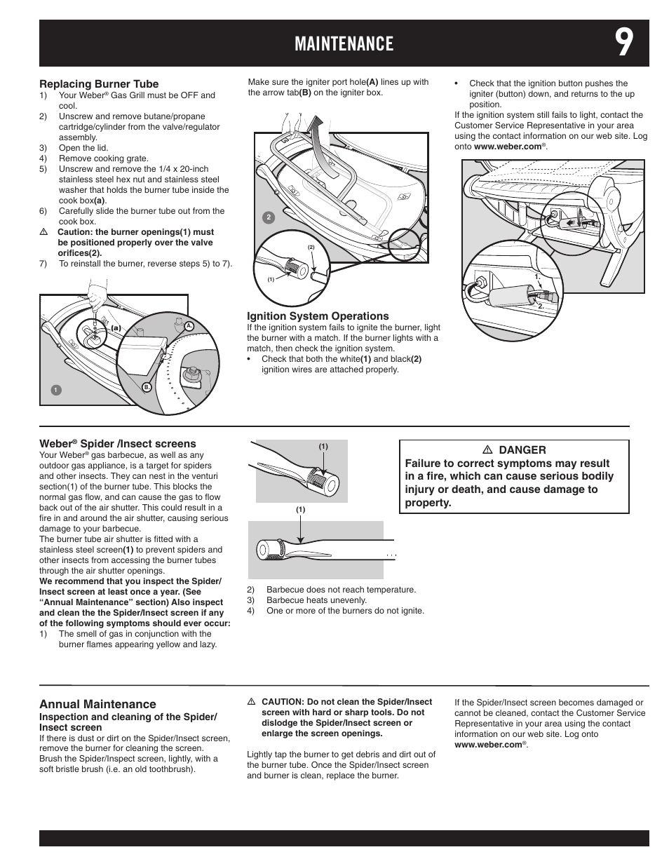 Maintenance, Annual maintenance | weber 100 User Manual | Page 9 / 12