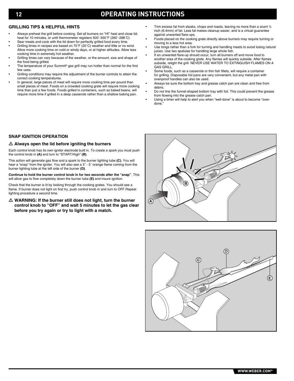 Operating instructions | weber 43146 User Manual | Page 12 / 24