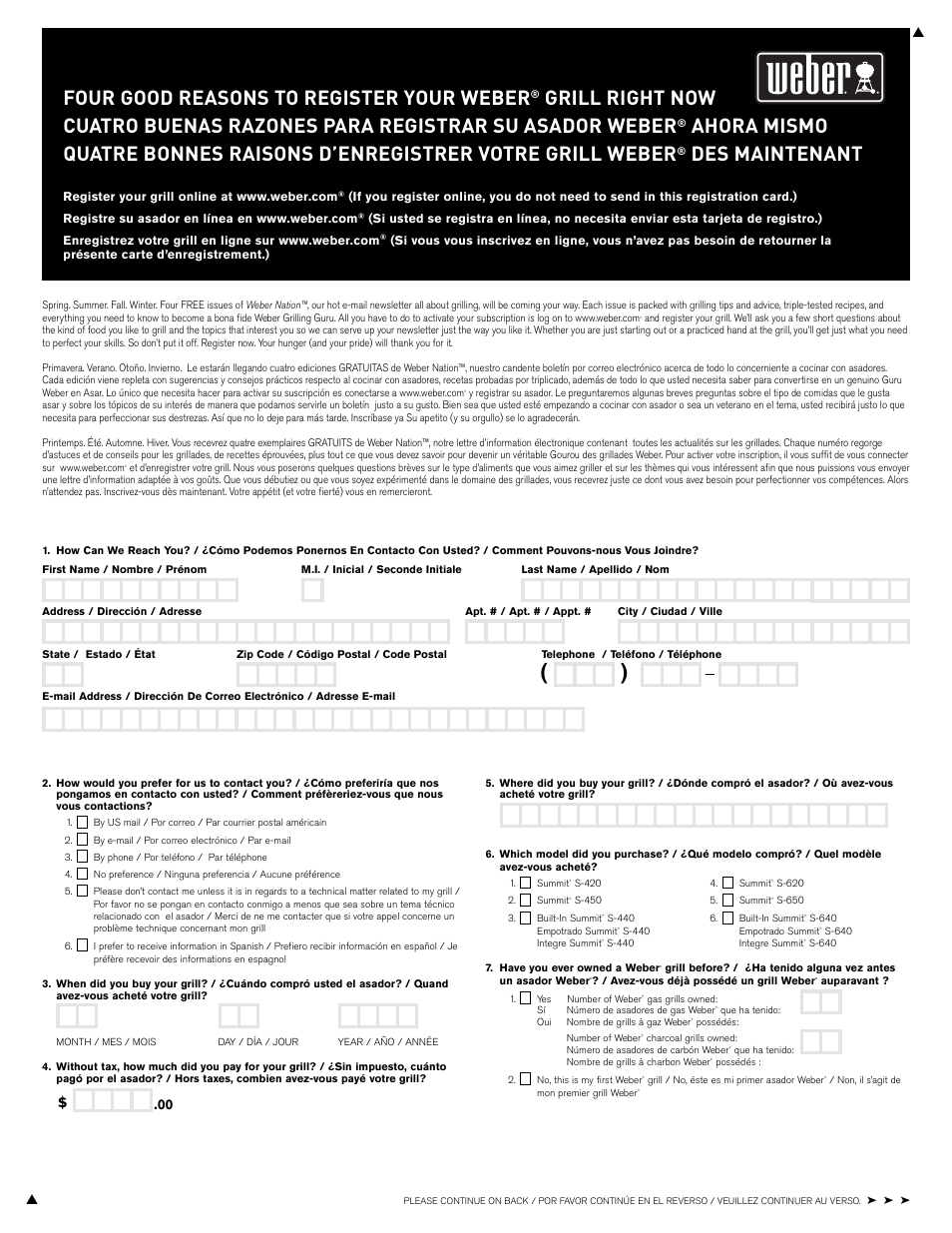 Four good reasons to register your weber, Des maintenant | weber 43146 User Manual | Page 23 / 24