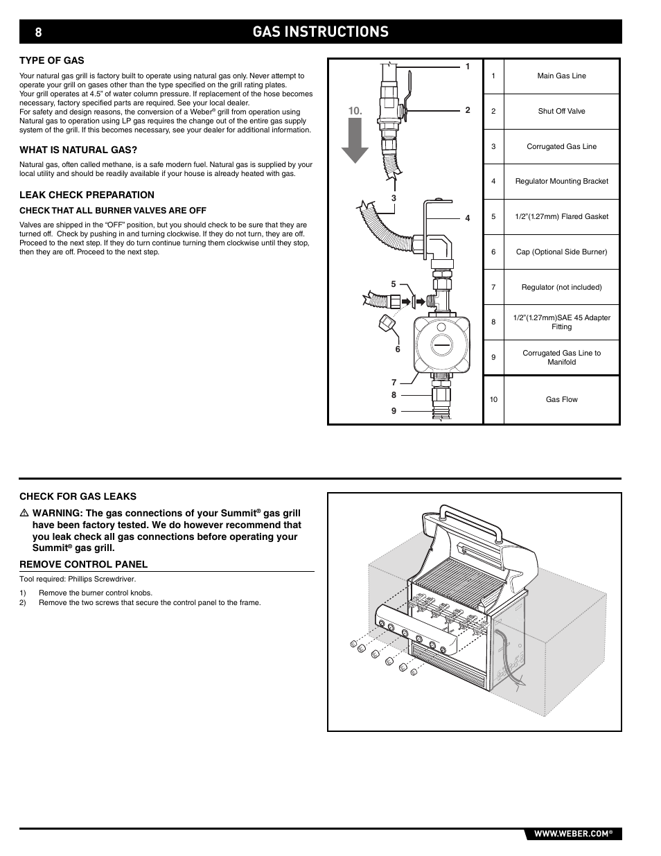 Gas instructions | weber 43146 User Manual | Page 8 / 24