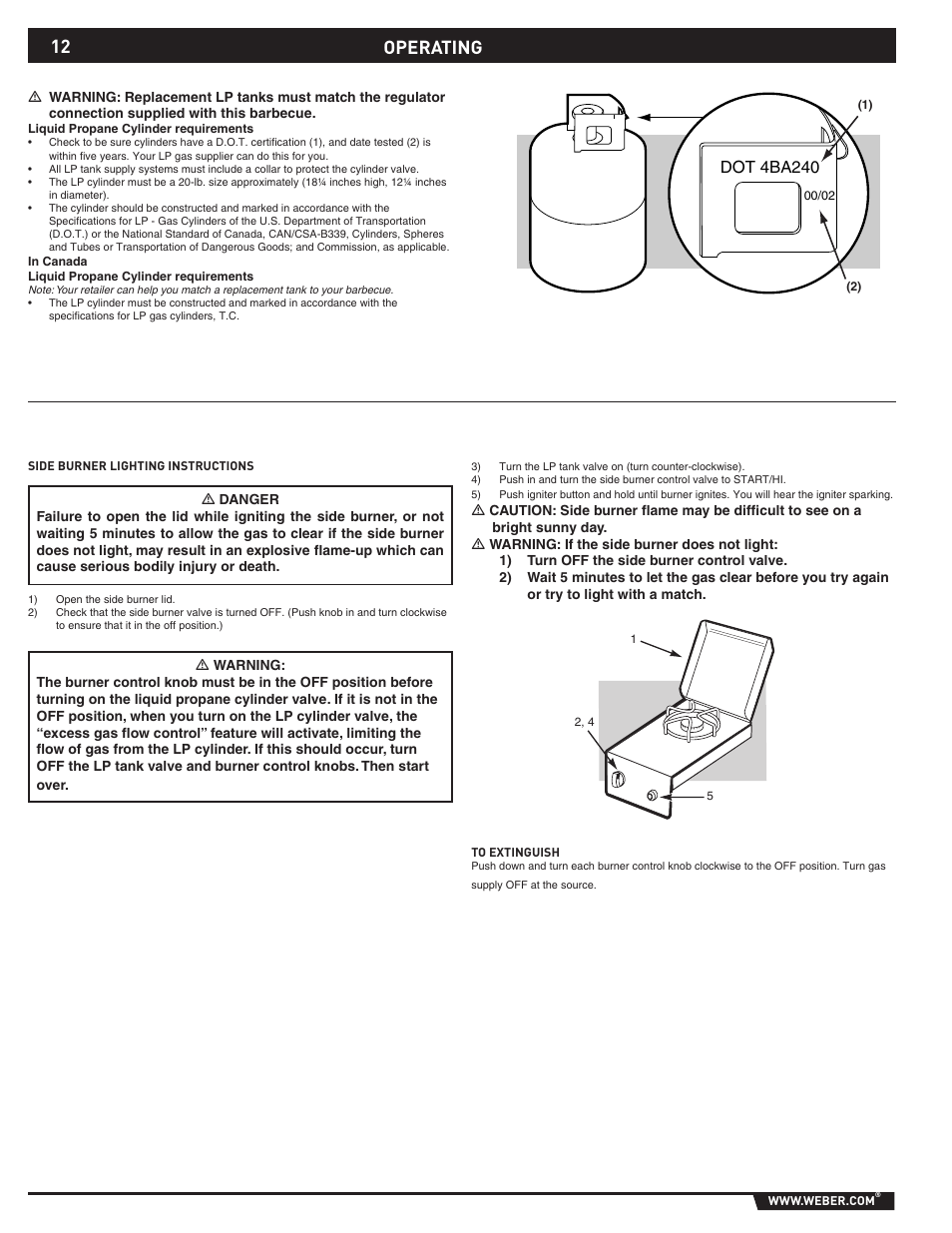 Operating, Dot 4ba240 | weber 89796 User Manual | Page 12 / 44