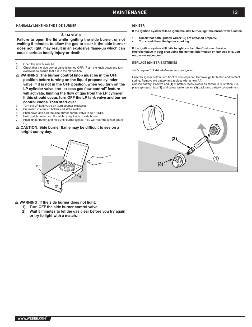 Maintenance | weber 89796 User Manual | Page 13 / 44