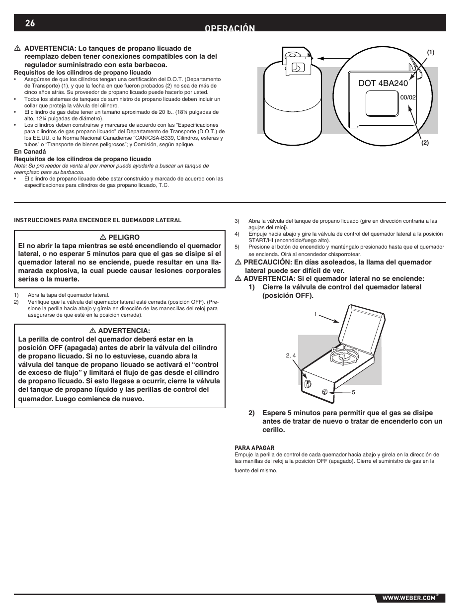 Operación, Dot 4ba240 | weber 89796 User Manual | Page 26 / 44