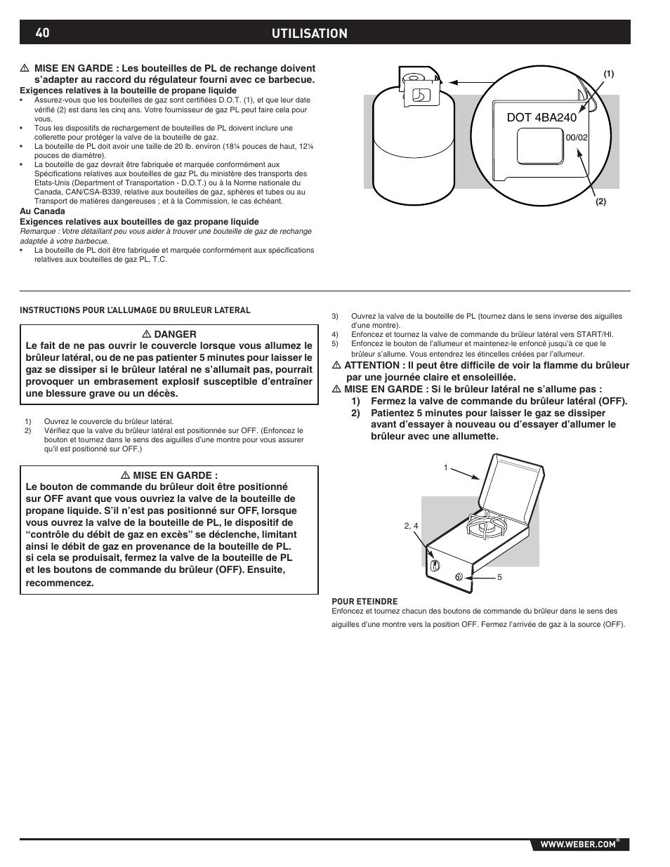 Utilisation, Dot 4ba240 | weber 89796 User Manual | Page 40 / 44